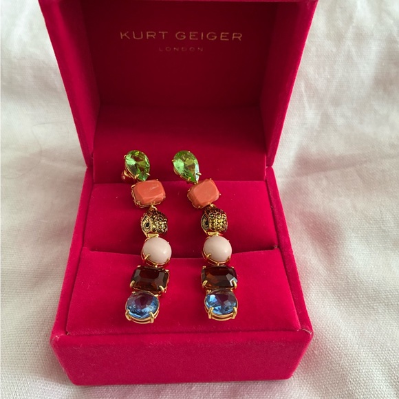 Kurt Geiger Gold-Tone Multicolor Stone Earrings - Picture 6 of 7